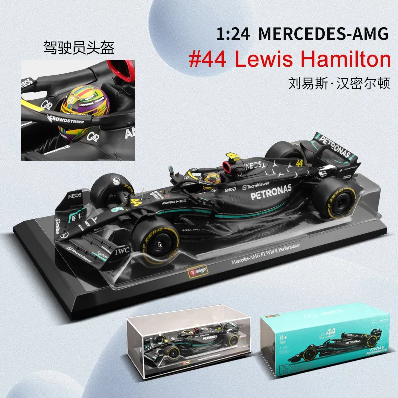 Bburago 1:24 Mercedes AMG F1 Team W14 2023 # 44 Hamilton # 63 Alloy Car Model Formula One Die Casting Model