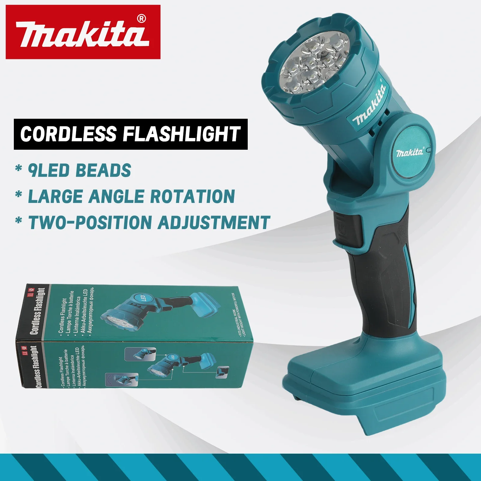For Makita 18V Battery pins Flashlight,High Low Dual Light,Multi Angle Rotation,Portable Handheld Emergency Working Lamp.ML815