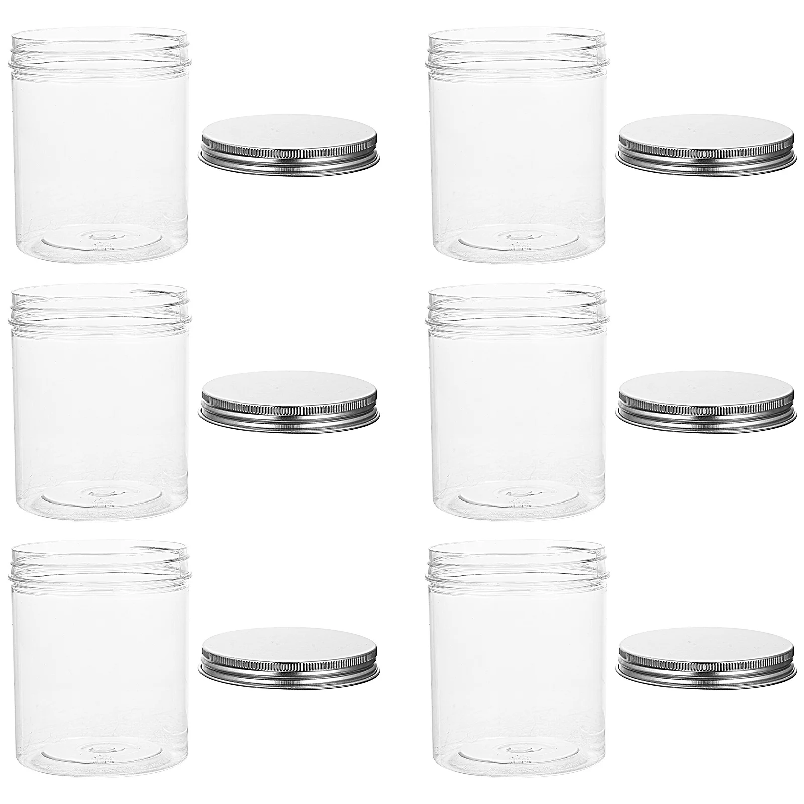 

6 Pcs Cookie Jar Aluminum Lid Biscuit Candy Jars with Lids Seal Cover 10X85X85CM Silver for Kitchen Counter Biscuits