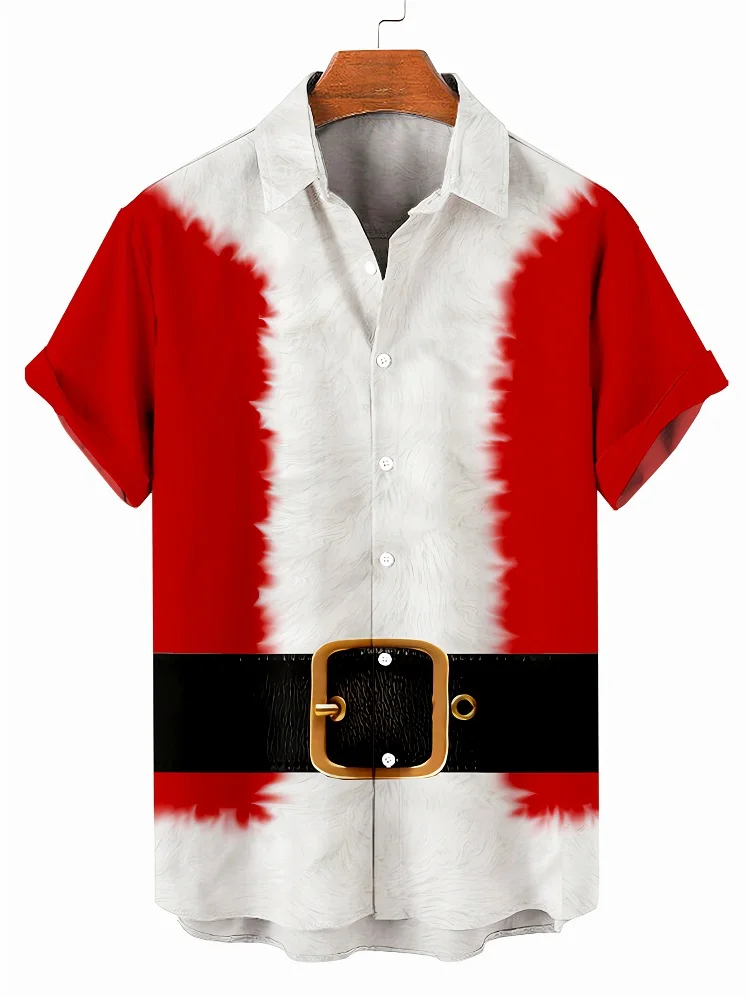 

New Christmas Clothing Hawaiian Summer Men's Shirt Short Sleeve Tops 3d Santa Claus Graphic Male Women Hip Hop Oversize Shirts