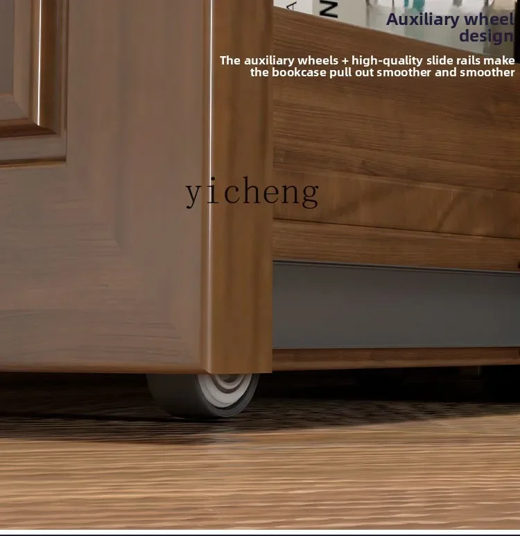 a4 Solid Wood Door Bookshelf Small Apartment Side Pull-out Cabinet Storage Cabinet