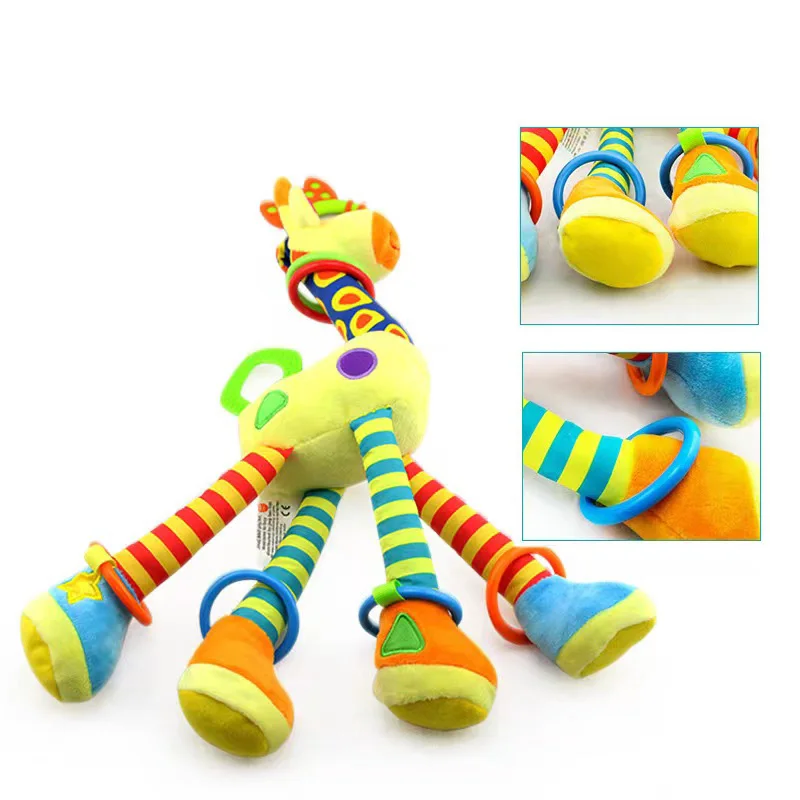 Baby Developmental Toys Soft Giraffe Rattle Stroller Mobile Hanging Bell Infant Sensory Plush Gift Infant Bed Plush Animal Toy