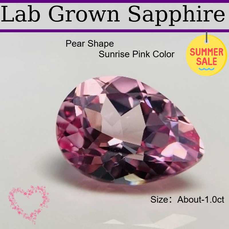 

Wholesale Lab Grown Sapphire Pear Shape Sunrise Pink Color VVS1 Gemstone Beads for Diy Jewelry Making Selectable AGL Certifica