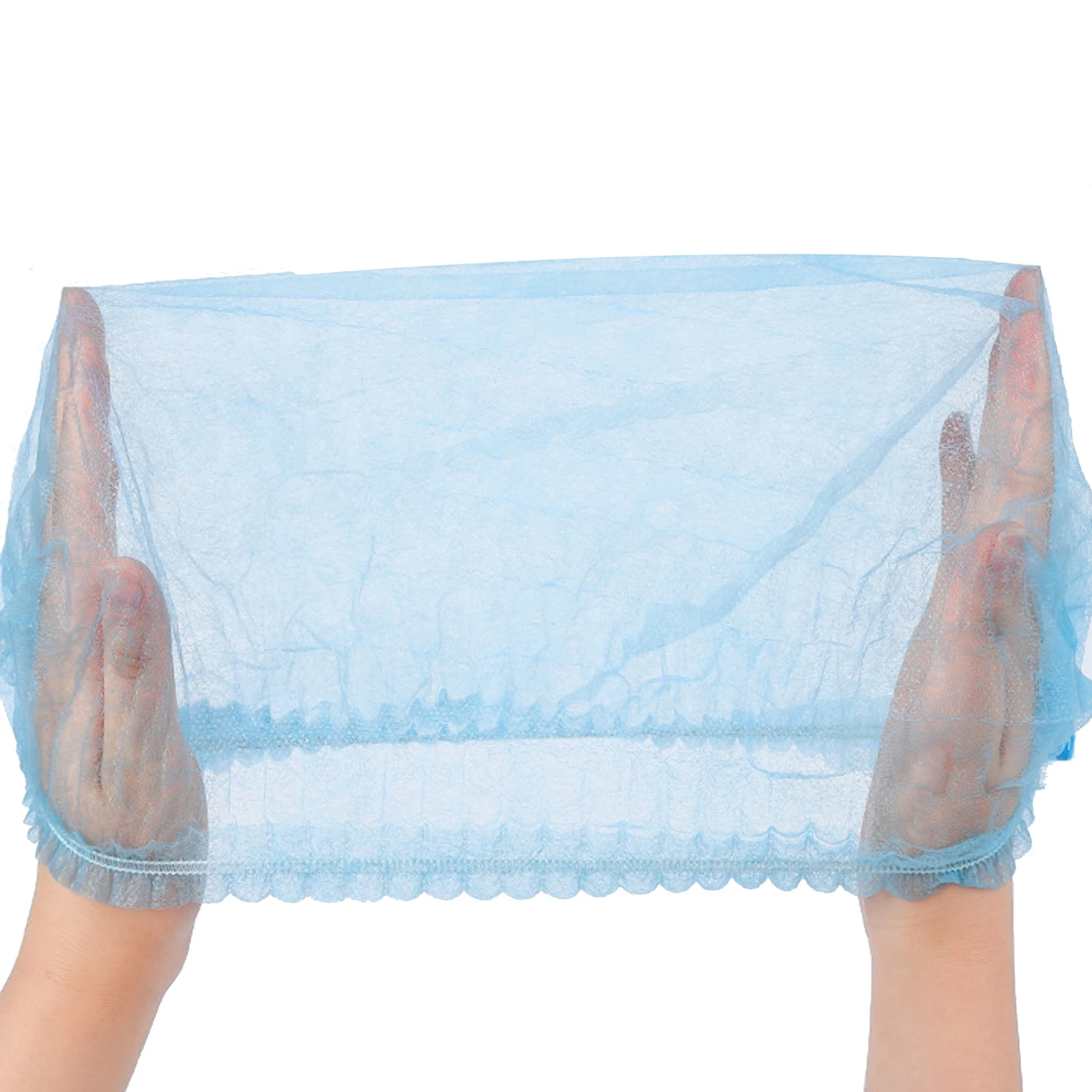 

ZK30 100 Pcs Disposable Cap High Elasticity Non Woven Fabric Disposable Hair Net Head Cover for Beauty Salon Factory Blue 21in