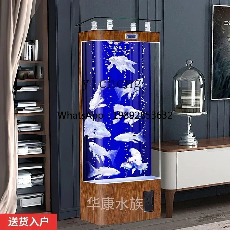 B1 fish tank living room TV cabinet next to floor-to-ceiling square aquarium back filter household goldfish tank