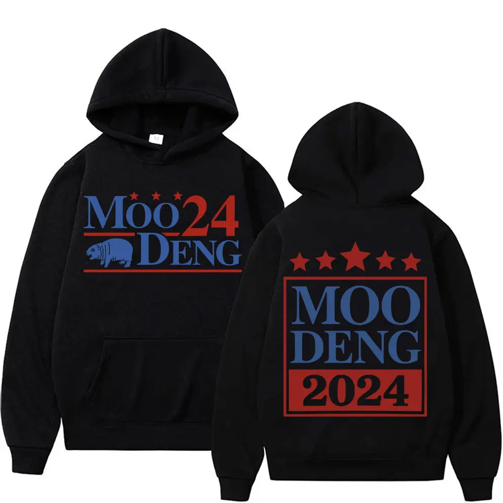 

Baby Hippo Moo Deng 2024 Graphic Hoodie Men's Fleece Cotton Sweatshirt Men Women Casual Oversized Streetwear Funny Meme Hoodies