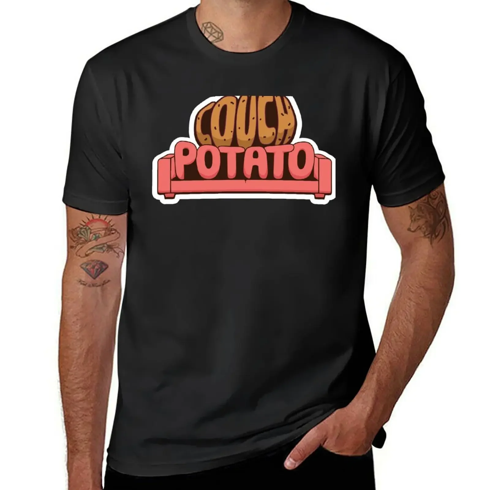 Illustrated food idiom: Couch potato T-Shirt vintage graphic tee blanks vintage clothes big and tall t shirts for men