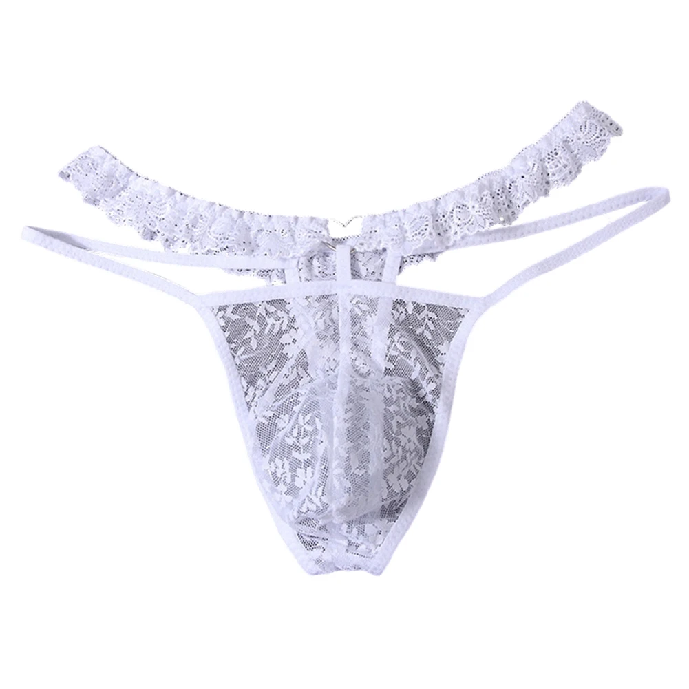 Men Lingerie Panties Erotic Femboy Pouch T-Back Soft Sleep Thong G String Lingerie Ultra Hot Lace Perspective Underwear Calcinha