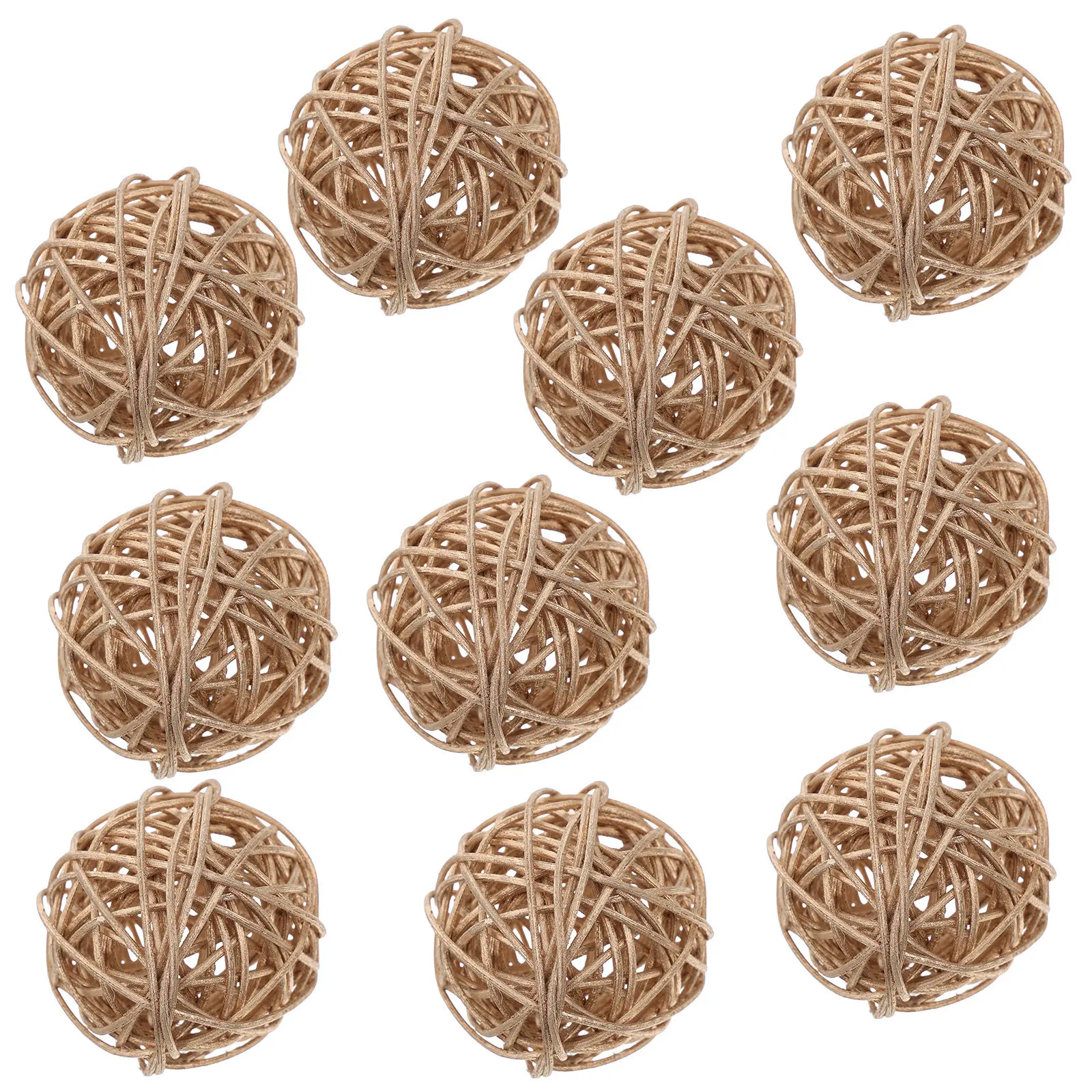 10Pcs Rattan Decorative Balls Handwoven Aromatherapy Scent Diffuser Bowl Fillers Home Office Party Rustic Centerpiece Wicker