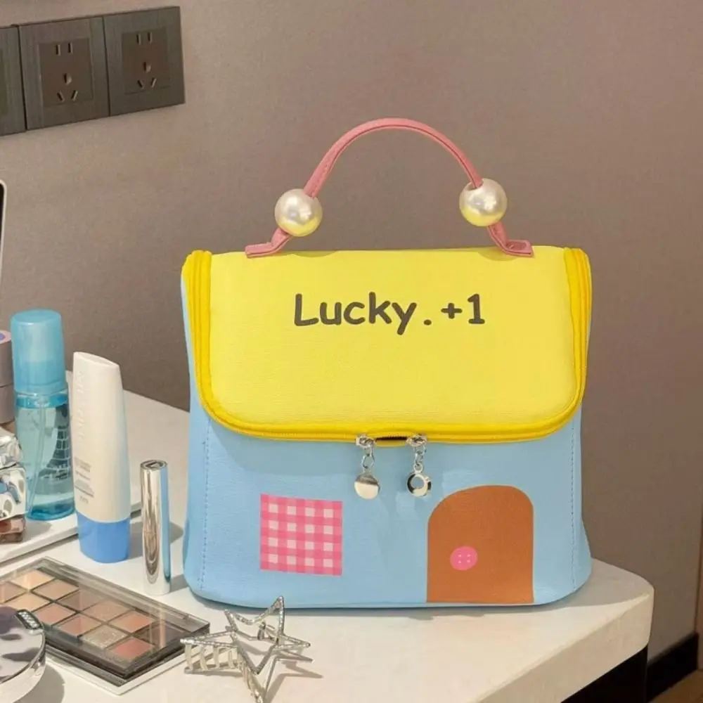 

Large Capacity Cute Cabin Makeup Bag House-shaped Square Handheld Cosmetic Case Kawaii Cartoon Portable Storage Bag Girls