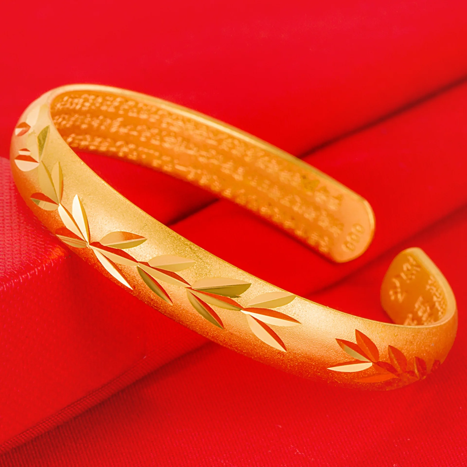 

Fashion 14K Gold Open Bangle for Women Wheat Rice Ear Bracelet Bangle Chinese Tradition Wedding Not Fade Fine Jewelry Gifts