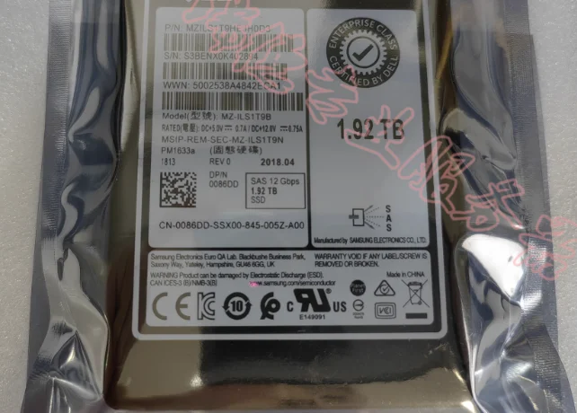 For 0086DD MZ-ILS1T9B 1.92T SSD SAS 12G 2.5 086DD PM1633A read intensive hard drive