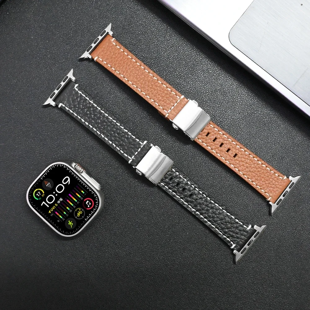 

Браслет из натуральной кожи для Apple Watch Ultra 2 49 мм, ремешок для Iwatch Series 9 8 7 6 5 SE 4 3 2 38 мм 45 мм 44 мм 42 мм, Correa