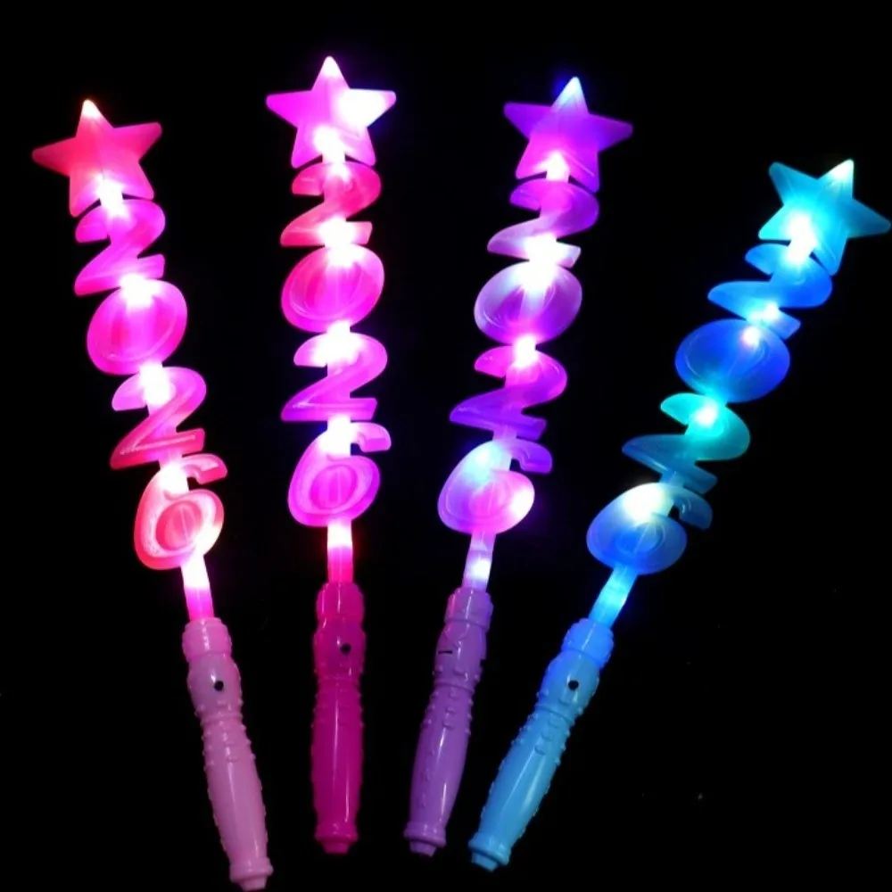 LED توهج 2026 سنة جديدة سعيدة عقال التصوير الفوتوغرافي أغطية الرأس رقم الرسالة 2026 توهج العصي الملونة الألياف البصرية تضيء