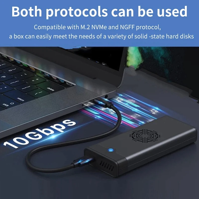 M2 SSD Case M.2 NVMe SATA SSD Enclosure Adapter 10Gbps USB 3.2 Gen2 USB C External Enclosure Supports M and B M Keys-ELEC