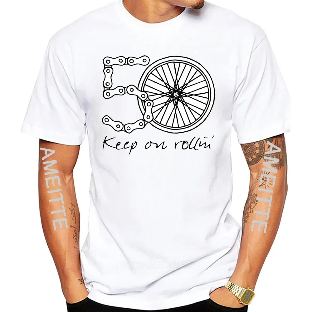 1974 50th Birthday Gravel Bike Cycling T-Shirt Men Short Sleeve Fixed Gear Bicycle Sport TShirt Retro Hip Hop Casual White Tees