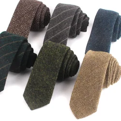 Wool Skinny Neck Ties For Men Women Casual Striped Tie Suits Narrow Ties Boy Girls Woolen Necktie Gravata Gift Uniform Neckties