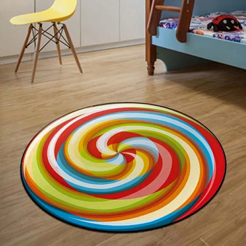 

Funny Fruit-Themed Round Rug – Watermelon, Tomato, Kiwi & Lemon Design for Living Room or Bedroom