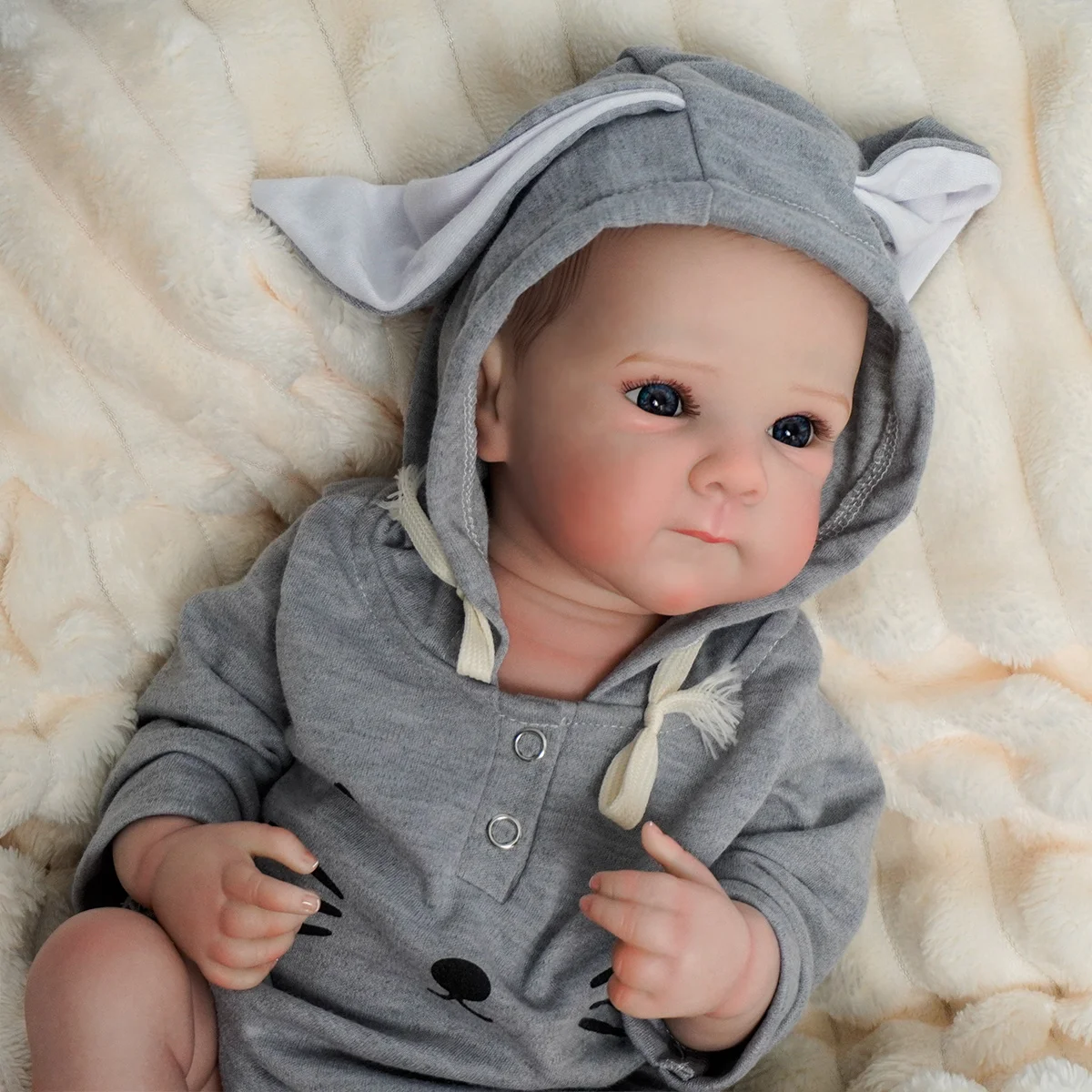 JOYORA 50cm Fashion Rebirth Doll Vinyl Simulation Doll Vivid Baby Doll 3D Skin Visible Vein Children's Playmate Christmas Gift