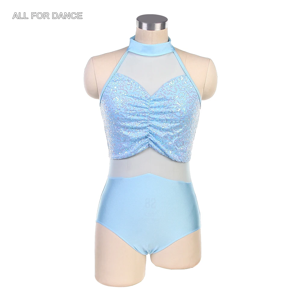 17098 Adult Ballet Wear Halter Zsa Zsa Sequin Spandex With Mesh Bodice Dance Leotard For Stage Performance Dance Costume