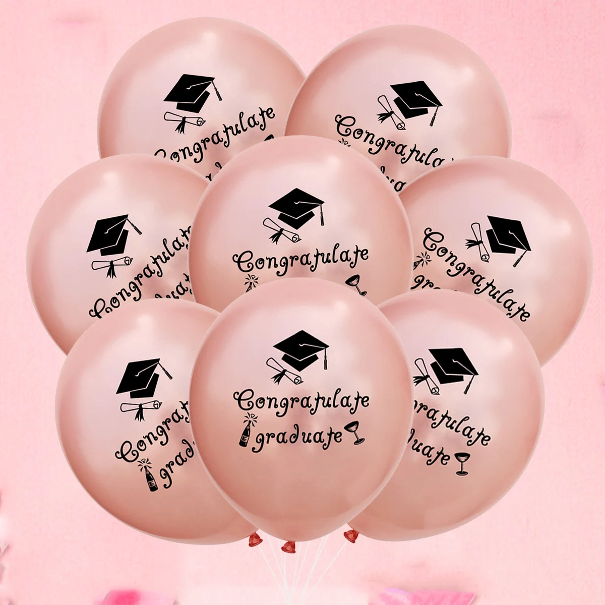 

20Pcs Graduation Balloons Rose Gold 12 Inch Reusable Latex Congratulate Graduate Letter Balloon Decorations for Graduation Party