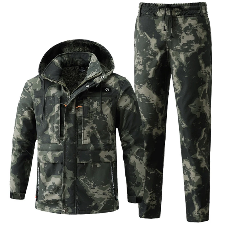 الشتاء الرجال الجبلية التزلج الحرارية مجموعات مقاوم للماء ملابس العمل دعوى رجل السترات التكتيكية + السراويل 2 قطع الصوف الدافئة سترة واقية مجموعات