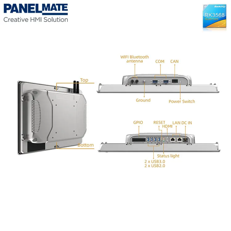 Nuevo tamaño 11,6 pulgadas Rockchip RK3568 Android y Ubuntu20.04 IAM pantalla táctil Industrial todo en uno Android Panel táctil PC
