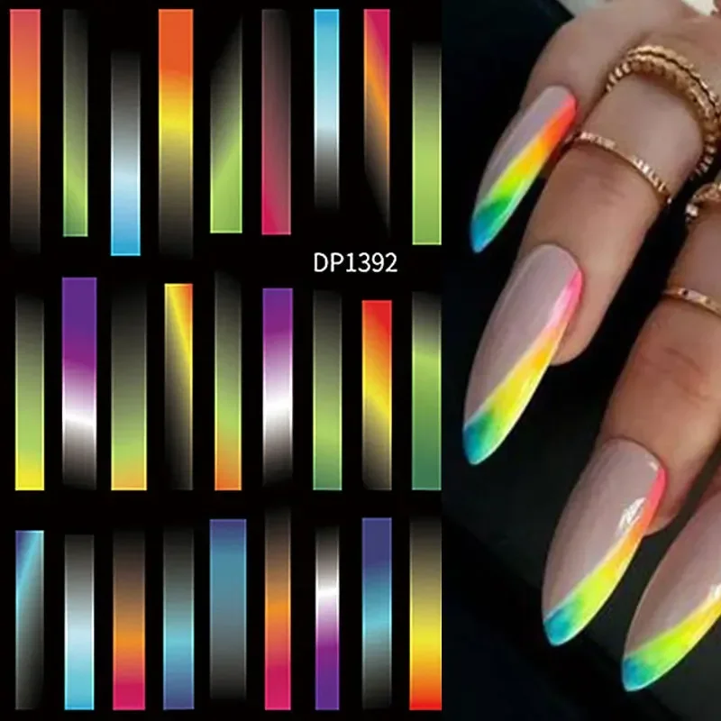 Adesivi dorati per unghie onda fuochi d'artificio modello stampa sulle unghie marmo 3D Nail Sticker colorato fai da te Nail Art decorazione forniture