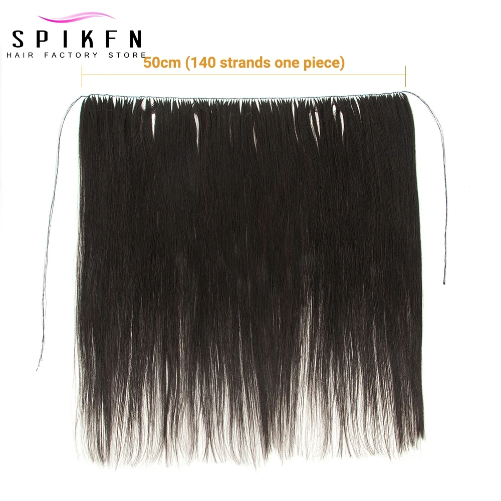 16-22 inches Feather Weft Human Hair Extensions 100g Sewing On Invisible Custom Bundles 50cm Weft Width 140 Strands