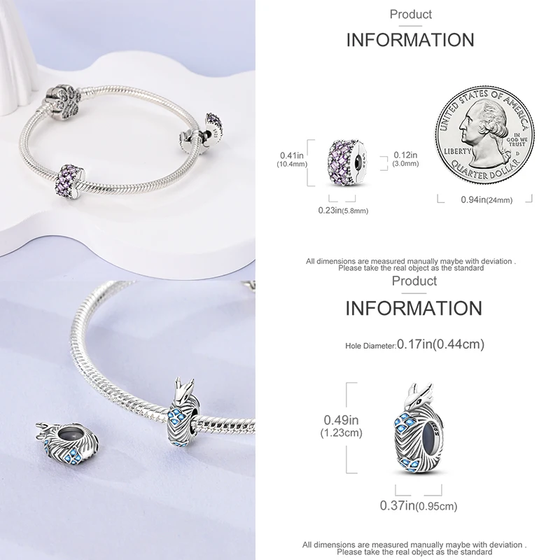 925 Sterling Silber Spacer Charm Perlen Schmetterling Blumen Stern Mond Bunt Lila DIY Armband Halskette Schmuck Geschenk für Frauen – Detail 22