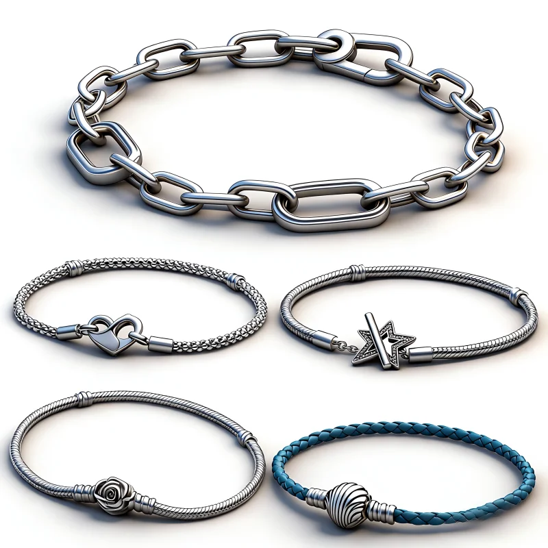 

Классический браслет из стерлингового серебра 925 пробы с цепочкой, плетеным шнуром, подвесками в виде ракушки, розы и звезды, базовое украшение для женщин