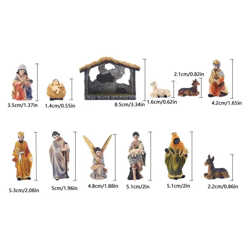 Christmas Manger Nativity Set 12 Pcs Christmas Village Nativity Scene Set Holy Family Crafts Statue Decor Home Living Room