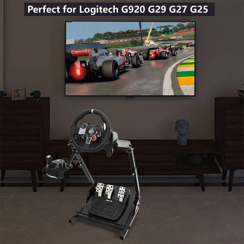 Soporte de volante de carreras, altura ajustable para Logitech G25, G27, G29, G920, soporte de rueda plegable, simulador de juego de carreras