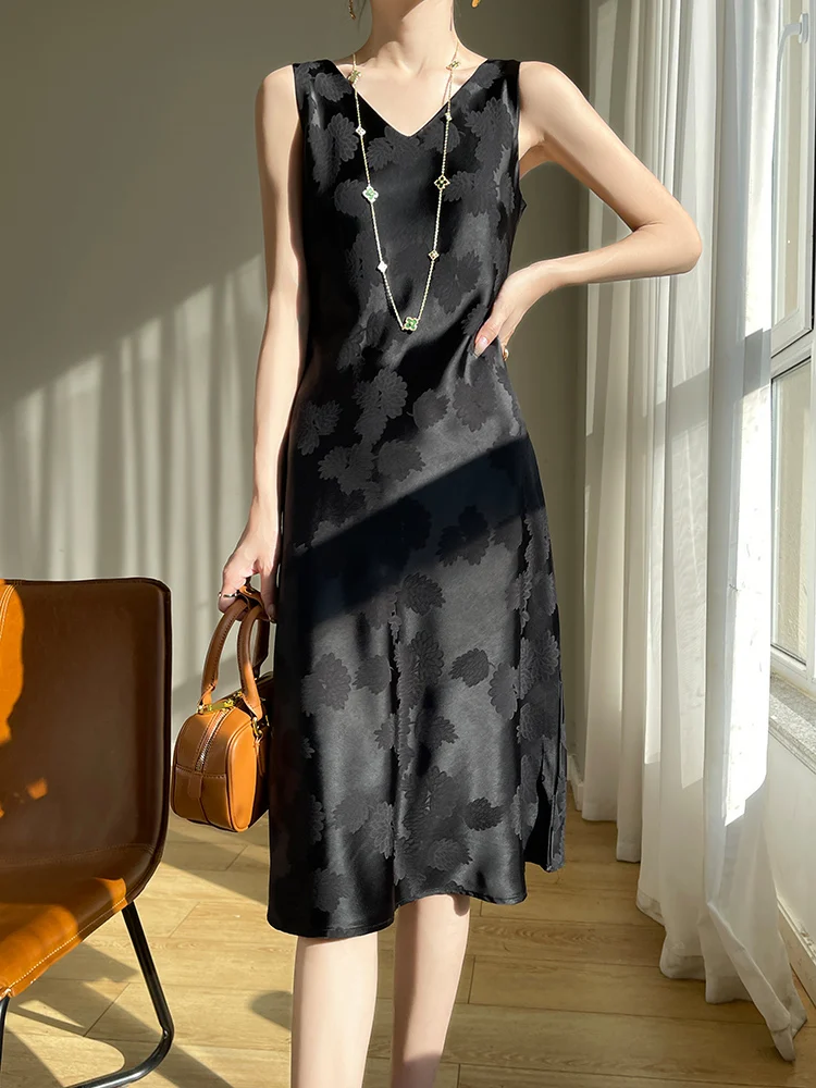 엘레 블라 아세테이트 새틴 랩 드 여성 슬림 미디 길이 드레스 패셔너블 여름 신상품 SY-85