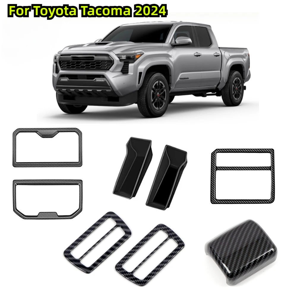 

For Toyota Tacoma 2024 2025 Car Window Switch Lift Gear Shift Cover Trim Panel ABS Carbon Fiber Interior Accessories