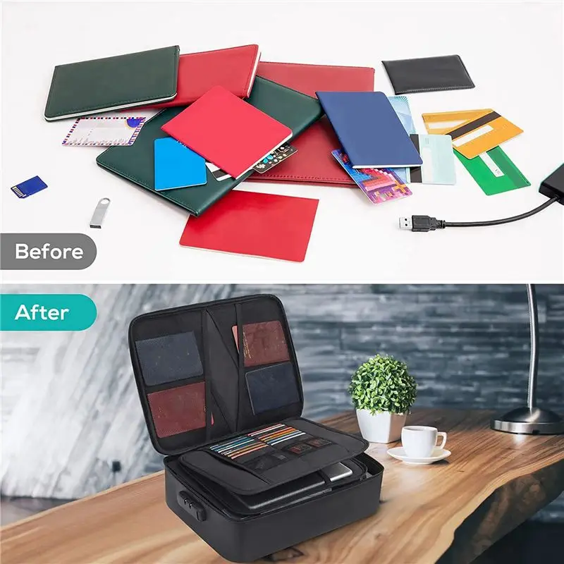 AS60-2X Fireproof Document Bag With Lock Home Office Travel Fireproof And Waterproof Safety Box Portable Handle File Storage