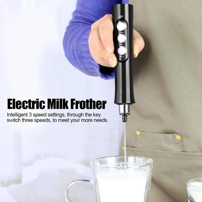 3 Speed Egg Stiring Foamer 3 Whisk Handheld Egg Beater Coffee Drink Mixer Practical Durable A