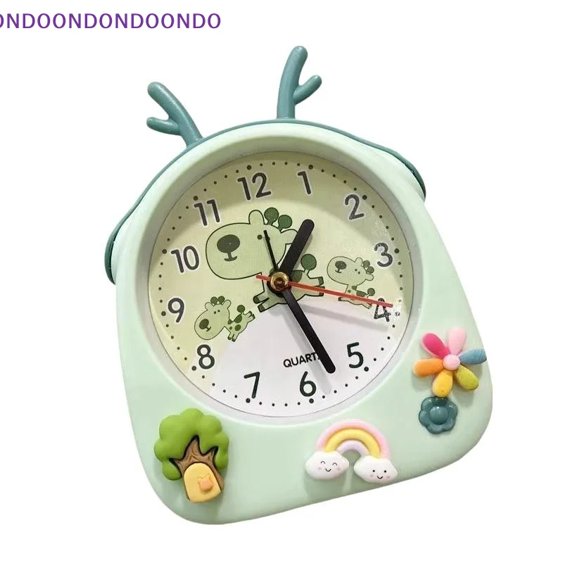 Cartoon Deer Horn Kids Alarm Clock Silent Non Ticking Cute Desktop Clock for Boys Girls Room Home Decoration