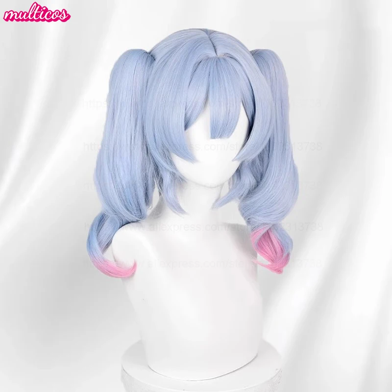 Peruka Cosplay Miku Rabbit Hole 45cm Długie Kucyki w Mieszanych Kolorach Odporna na Ciepło Syntetyczne Włosy Peruki Anime na Halloween + Czepek pod Perukę