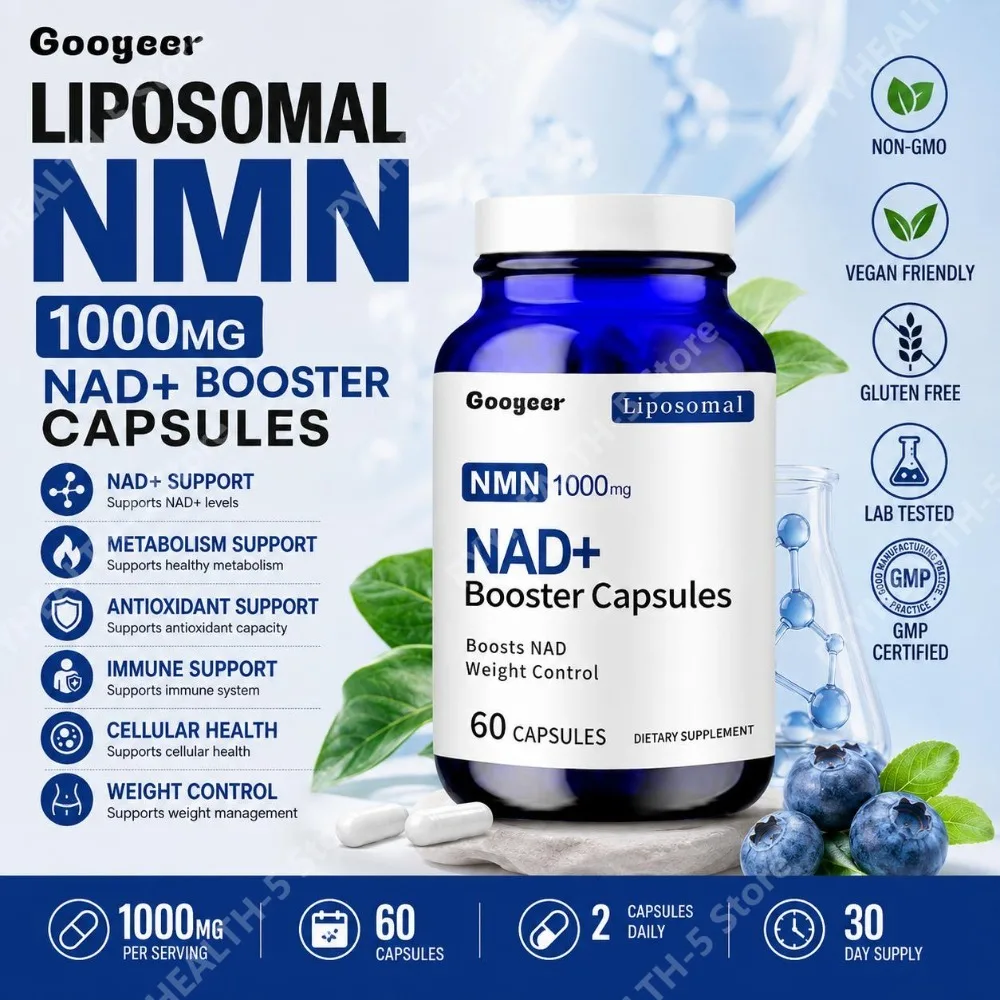 Googeer NMN 1000mg Liposomal NAD+ Support Capsules for Cellular Health, Metabolism, Antioxidant & Immune Support 60 Capsules