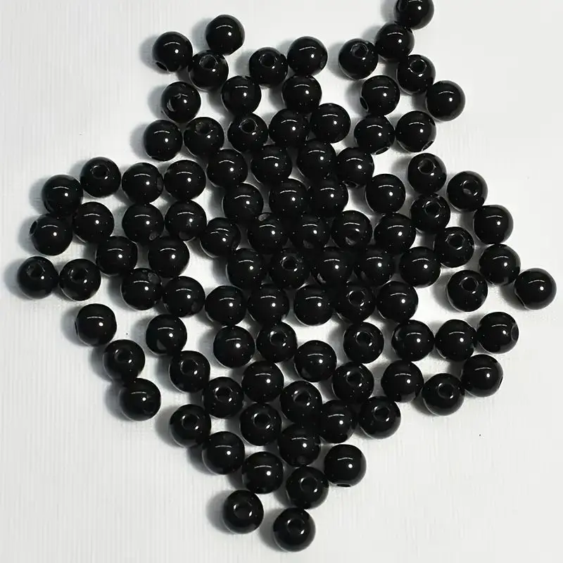 100pcs 8mm Black Round Loose Beads Solid Color Energy With Small Hole Beads For Bracelets Necklaces Jewelry Making