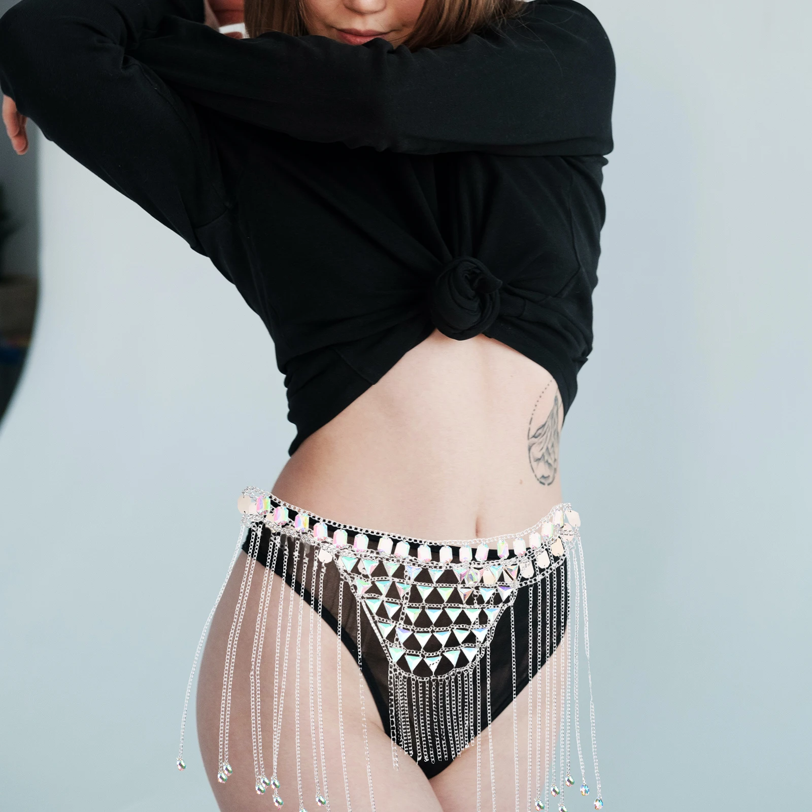 

Multi-Layer Geometric Waist Chain Acrylic Shiny Waist Chain for Women Bikini Summer Beach Party Jewelry Body Chains for Women