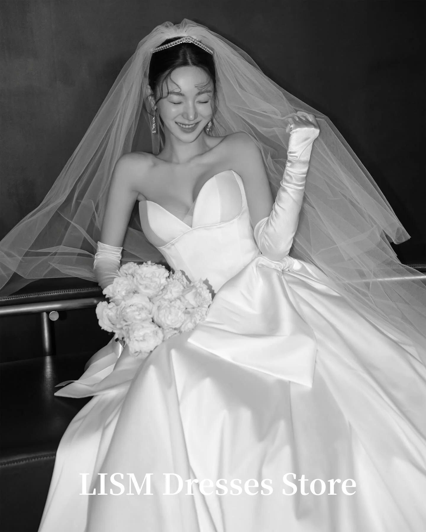 LISM Sweetheart A-lijn Eenvoudige Koreaanse trouwjurken Zijde Satijn Elegante lange bruidsjurken Fotoshoot ienia Singap Sierra Maatwerk