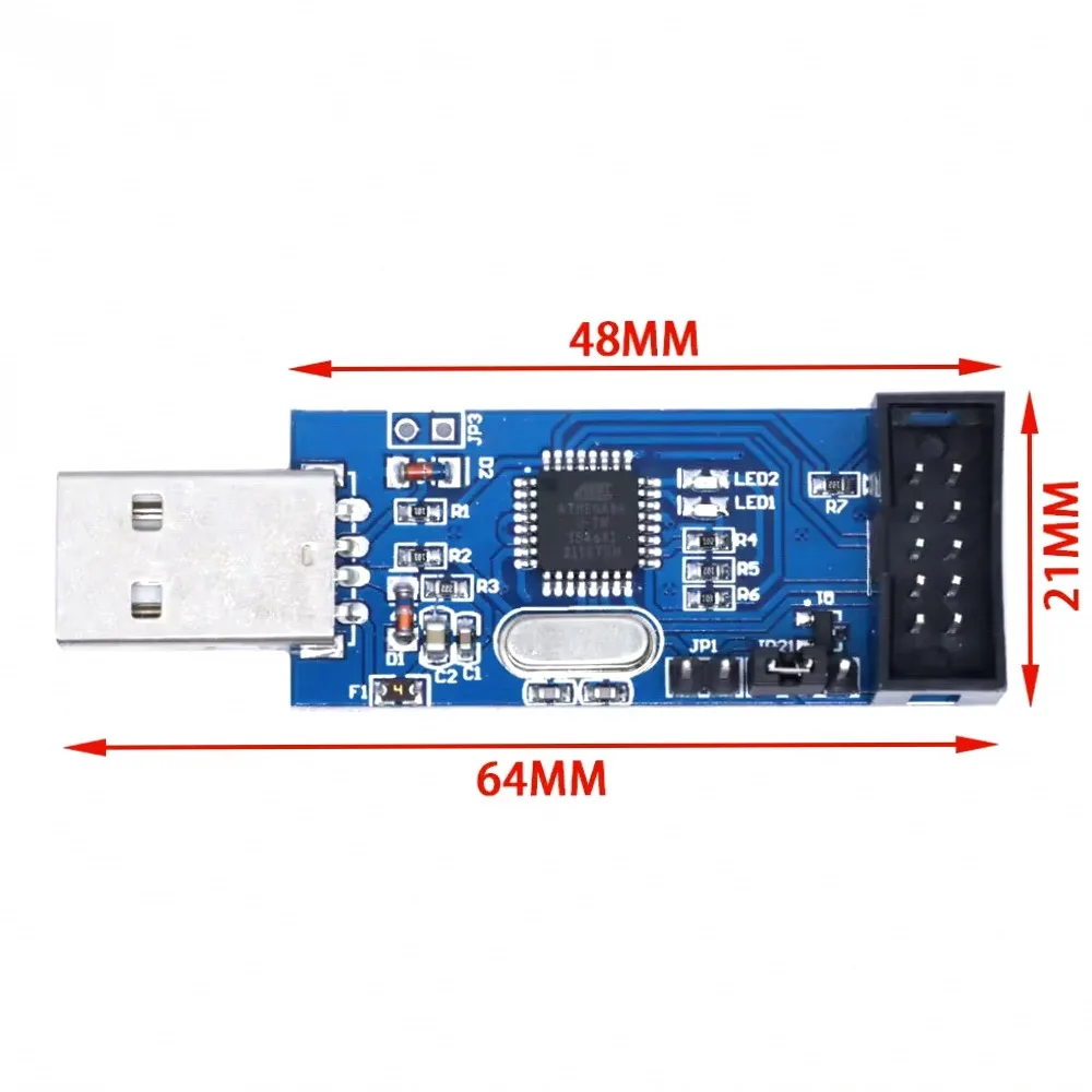 USBASP CAN/PWM ISP DIY AVR Programmer Module for ATmega8/128 ATTiny with 10/6-Pin Adapter Win7 64-bit Driver Support