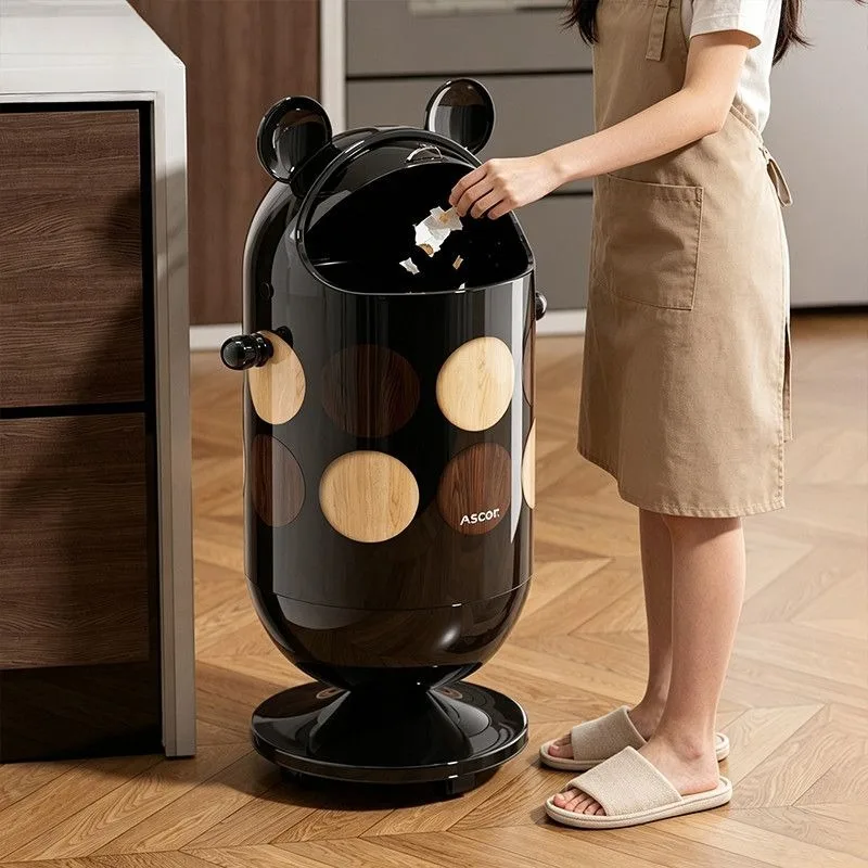 Large Capacity Trash Can 30 Liter Laundry Luxury Buckets of Garbage For Kitchens Cute Round Household Trash Cans Toilet Cleaning