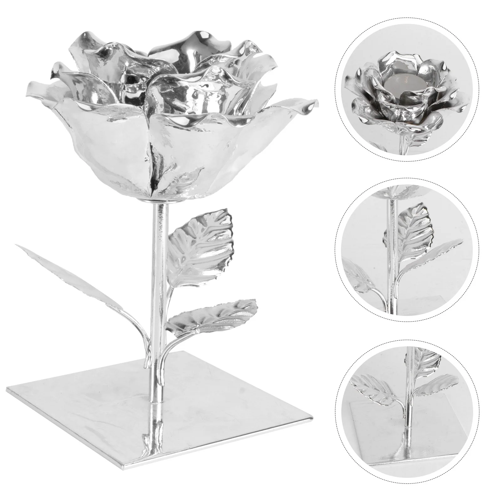 حامل فني حديدي على شكل زهرة وردية حامل شمعدان ديكور لسطح المكتب للمطبخ والحديقة والشرفة وحفلات الزفاف #2