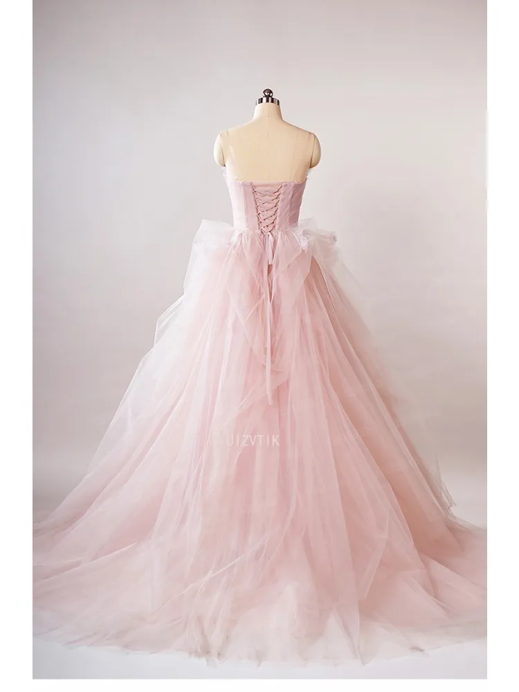 Różowe Sukienki Ślubne Damskie Elegancka Siateczka Sukienka na Zaręczyny Toast Zdjęcia Sesja Fotograficzna Modna Sukienka dla Prowadzącej Pokaz Suknia Ślubna