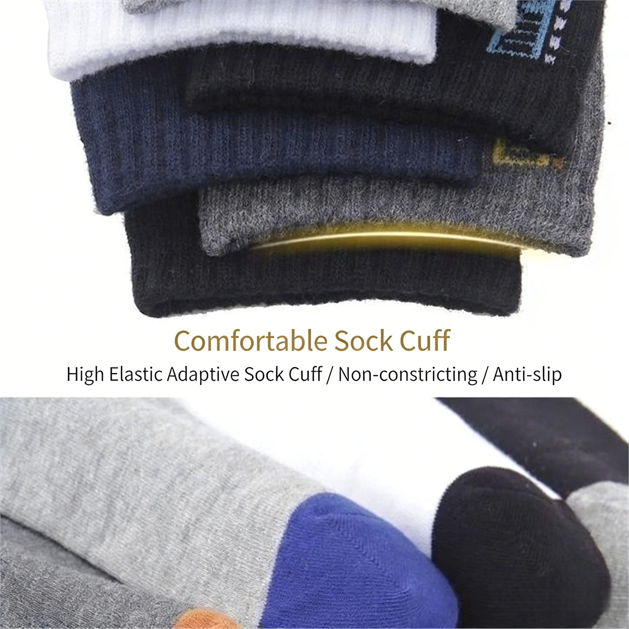 5 Pairs Men's Socks Mid-Calf Socks Warm Socks Long Sweat-Absorbing Breathable Socks Trendy Versatile Fall And Winter Sports Sock
