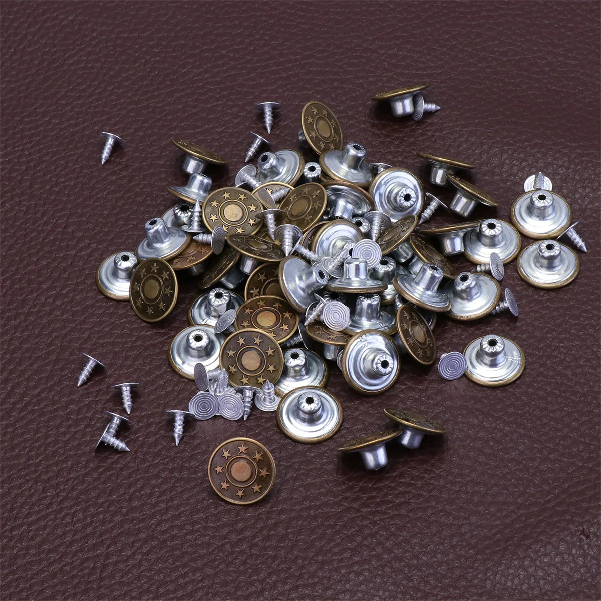 

50 set 17Mm Metal Base Jeans Buttons Tack Buttons For Suspenders Jackets Trousers Coats Shirts Overalls Hammer Install Easy