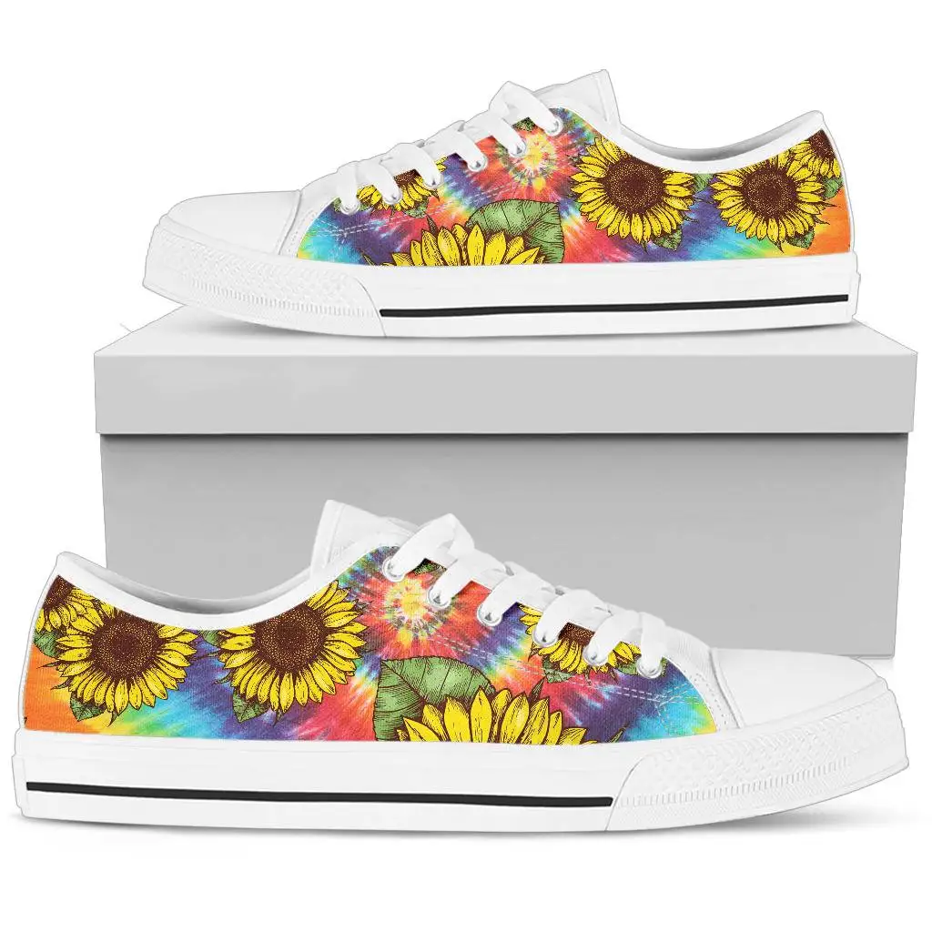 Grappige Kunst Zonnebloemen Leisual Platte Schoenen Voor Vrouwen Zwart Wit Licht Ademende Canvas Sneakers Schoenen Dames